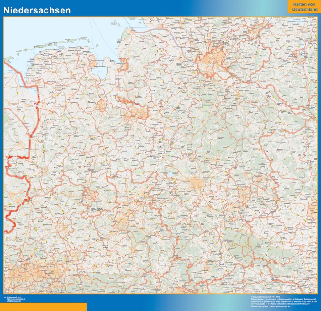 Niedersachsen map | Wall maps